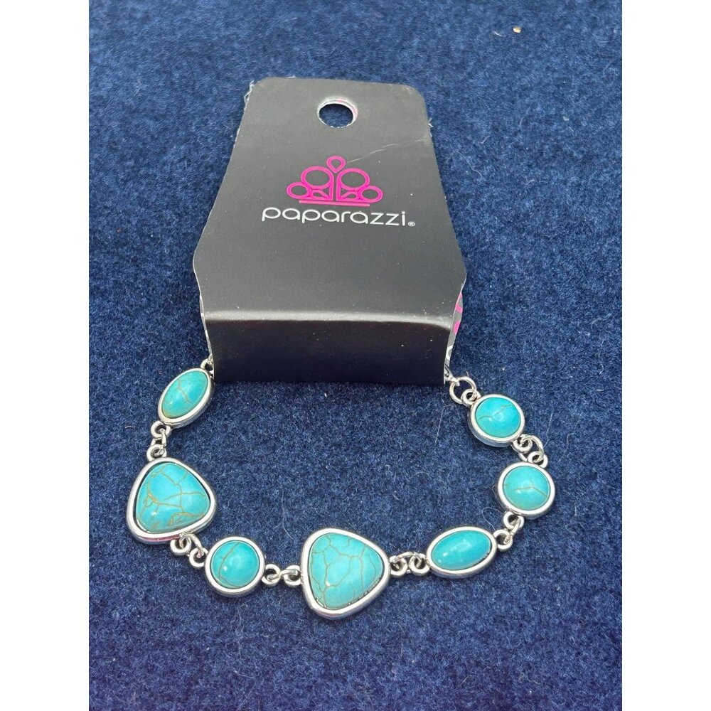 Paparazzi Silver-Tone Bracelet With Blue Turquoise-Style Stones
